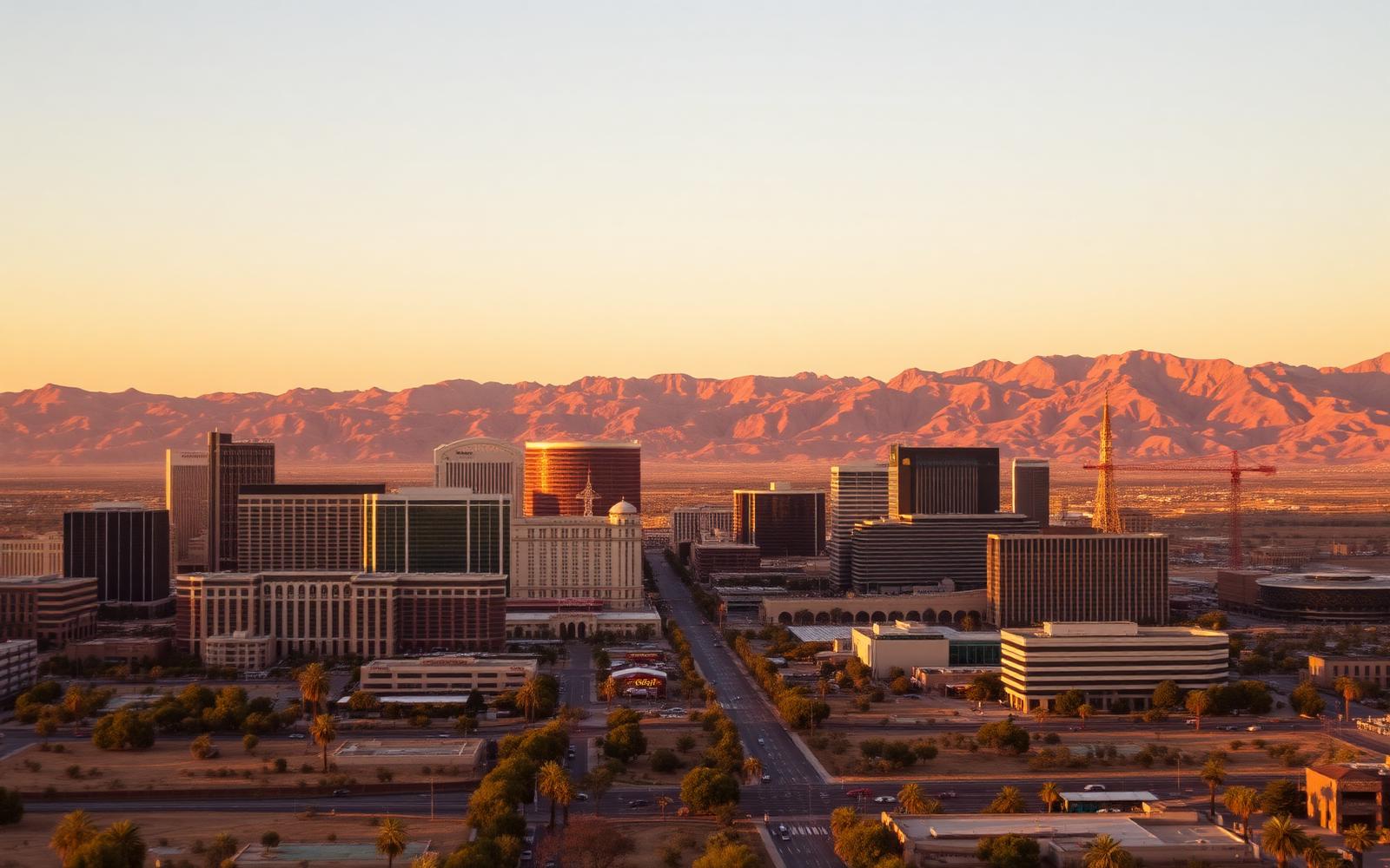 Las Vegas, Nevada skyline at sunset — Jaflo Insurance Services serves financial planning, life insurance and annuity clients
